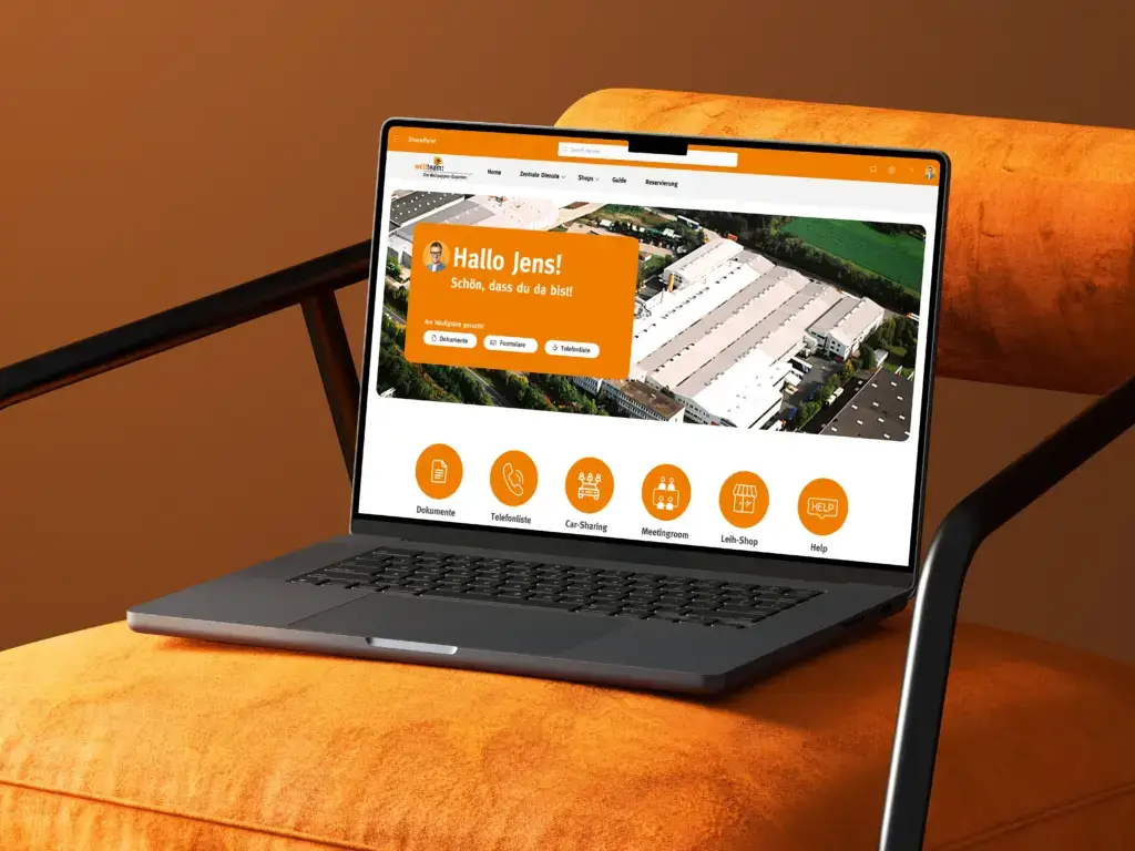 Individuell gestalteter SharePoint-Arbeitsbereich für das Unternehmen wellteam – entwickelt und umgesetzt von der Design und IT Agentur aus Herford snutig.