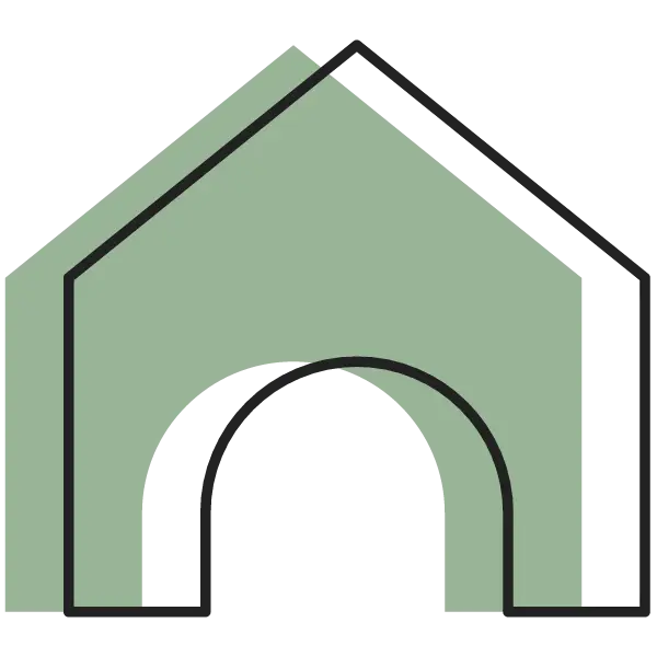 Abstraktes geometrisches Haus als Symbol für Unternehmen und Zuhause